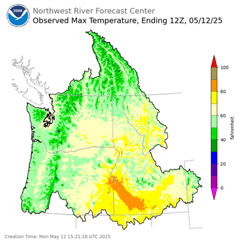 Maximum Temperatures ending Sunday, May 11 at 9 pm PDT