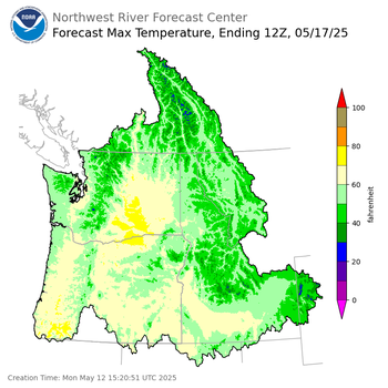Day 5 (Friday): Max Temperature Forecast ending Saturday, May 17 at 5 am PDT