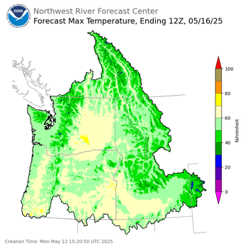 Day 4 (Thursday): Max Temperature Forecast ending Friday, May 16 at 5 am PDT
