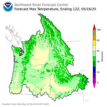 Day 4 (Thursday): Max Temperature Forecast ending Friday, May 16 at 5 am PDT