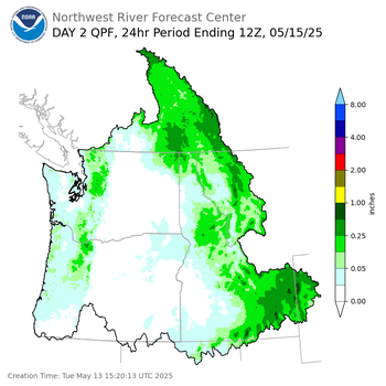 Day 2 (Wednesday): Precipitation Forecast ending Thursday, May 15 at 5 am PDT