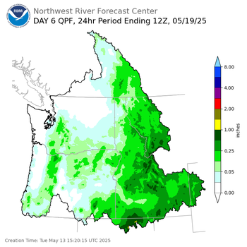 Day 6 (Sunday): Precipitation Forecast ending Monday, May 19 at 5 am PDT