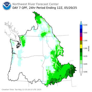 Day 7 (Monday): Precipitation Forecast ending Tuesday, May 20 at 5 am PDT