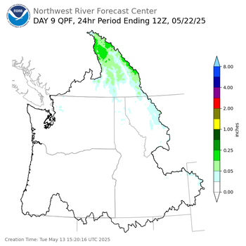 Day 9 (Wednesday): Precipitation Forecast ending Thursday, May 22 at 5 am PDT