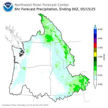 Day 2 (Wednesday): 6 Hourly Precipitation Forecast  ending Wednesday, May 14 at 5 pm PDT