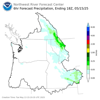 Day 3 (Thursday): 6 Hourly Precipitation Forecast  ending Thursday, May 15 at 11 am PDT