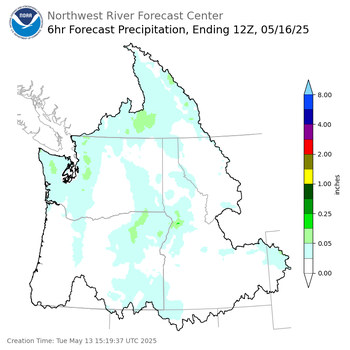 Day 3 (Thursday): 6 Hourly Precipitation Forecast  ending Friday, May 16 at 5 am PDT