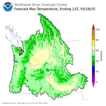 Day 5 (Saturday): Max Temperature Forecast ending Sunday, May 18 at 5 am PDT