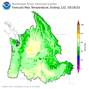 Day 3 (Thursday): Max Temperature Forecast ending Friday, May 16 at 5 am PDT