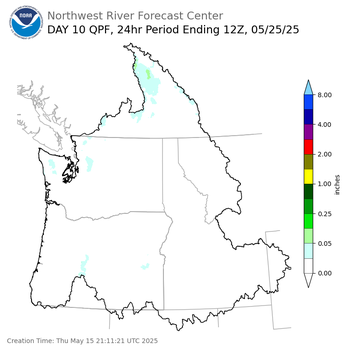 Day 10 (Saturday): Precipitation Forecast ending Sunday, May 25 at 5 am PDT