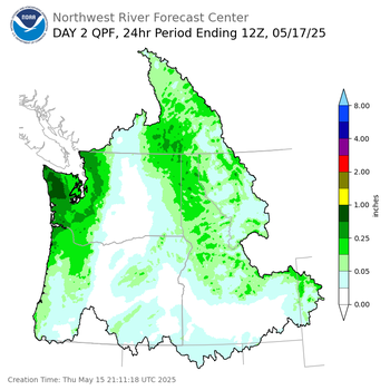 Day 2 (Friday): Precipitation Forecast ending Saturday, May 17 at 5 am PDT