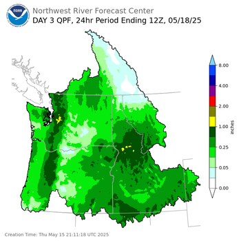 Day 3 (Saturday): Precipitation Forecast ending Sunday, May 18 at 5 am PDT