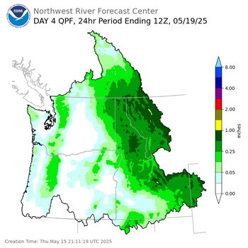 Day 4 (Sunday): Precipitation Forecast ending Monday, May 19 at 5 am PDT