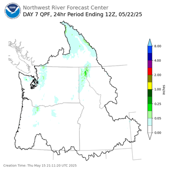 Day 7 (Wednesday): Precipitation Forecast ending Thursday, May 22 at 5 am PDT