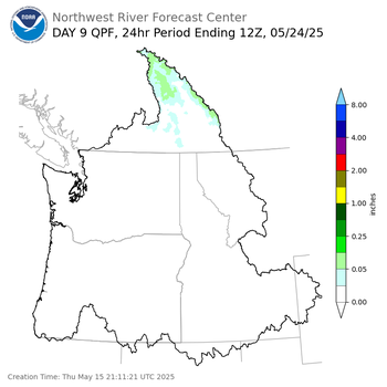 Day 9 (Friday): Precipitation Forecast ending Saturday, May 24 at 5 am PDT