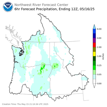 Day 1 (Thursday): 6 Hourly Precipitation Forecast ending Friday, May 16 at 5 am PDT