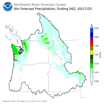 Day 2 (Friday): 6 Hourly Precipitation Forecast  ending Friday, May 16 at 11 pm PDT