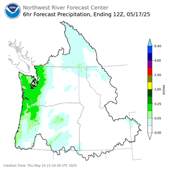 Day 2 (Friday): 6 Hourly Precipitation Forecast  ending Saturday, May 17 at 5 am PDT