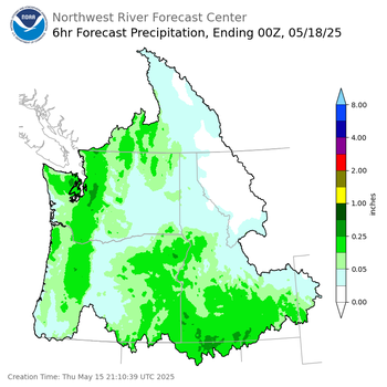 Day 3 (Saturday): 6 Hourly Precipitation Forecast  ending Saturday, May 17 at 5 pm PDT