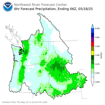 Day 3 (Saturday): 6 Hourly Precipitation Forecast  ending Saturday, May 17 at 11 pm PDT