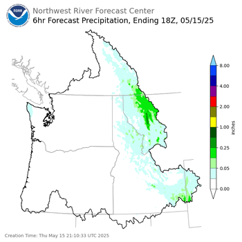 Day 1 (Thursday): 6 Hourly Precipitation Forecast ending Thursday, May 15 at 11 am PDT