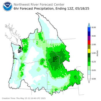 Day 3 (Saturday): 6 Hourly Precipitation Forecast  ending Sunday, May 18 at 5 am PDT