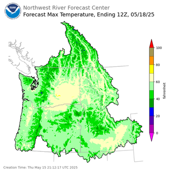 Day 3 (Saturday): Max Temperature Forecast ending Sunday, May 18 at 5 am PDT