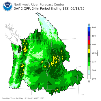 Day 2 (Saturday): Precipitation Forecast ending Sunday, May 18 at 5 am PDT