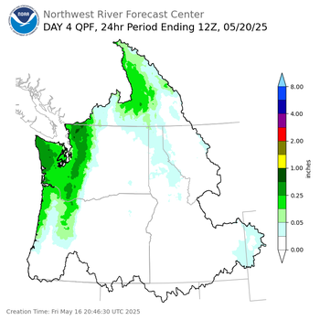 Day 4 (Monday): Precipitation Forecast ending Tuesday, May 20 at 5 am PDT