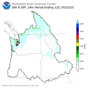 Day 6 (Wednesday): Precipitation Forecast ending Thursday, May 22 at 5 am PDT