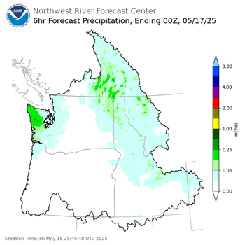 Day 1 (Friday): 6 Hourly Precipitation Forecast ending Friday, May 16 at 5 pm PDT