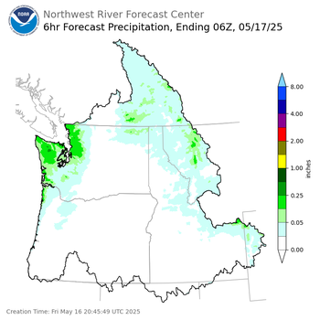 Day 1 (Friday): 6 Hourly Precipitation Forecast ending Friday, May 16 at 11 pm PDT