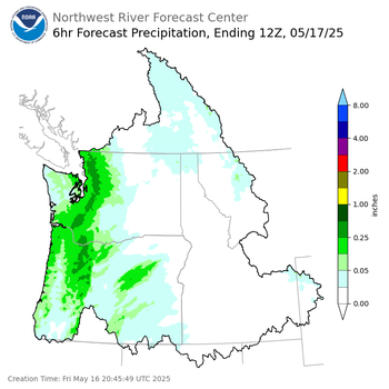 Day 1 (Friday): 6 Hourly Precipitation Forecast ending Saturday, May 17 at 5 am PDT