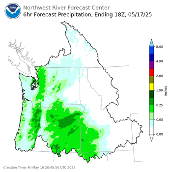 Day 2 (Saturday): 6 Hourly Precipitation Forecast  ending Saturday, May 17 at 11 am PDT
