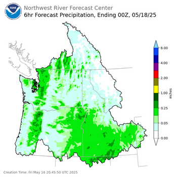 Day 2 (Saturday): 6 Hourly Precipitation Forecast  ending Saturday, May 17 at 5 pm PDT