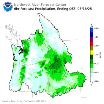Day 2 (Saturday): 6 Hourly Precipitation Forecast  ending Saturday, May 17 at 11 pm PDT