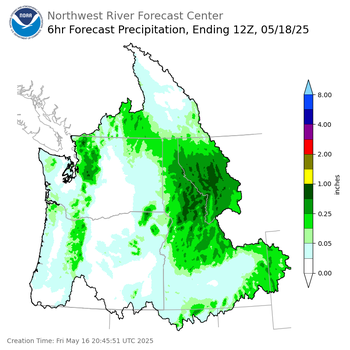 Day 2 (Saturday): 6 Hourly Precipitation Forecast  ending Sunday, May 18 at 5 am PDT