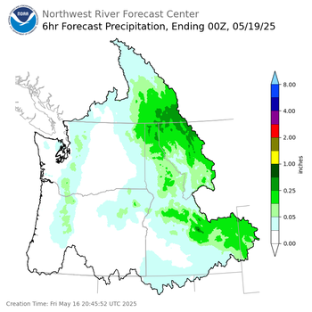 Day 3 (Sunday): 6 Hourly Precipitation Forecast  ending Sunday, May 18 at 5 pm PDT