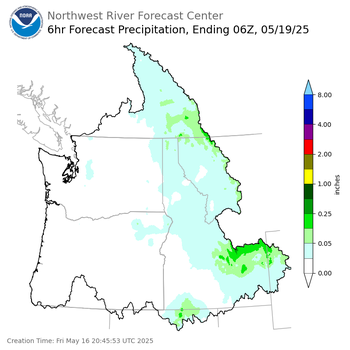 Day 3 (Sunday): 6 Hourly Precipitation Forecast  ending Sunday, May 18 at 11 pm PDT