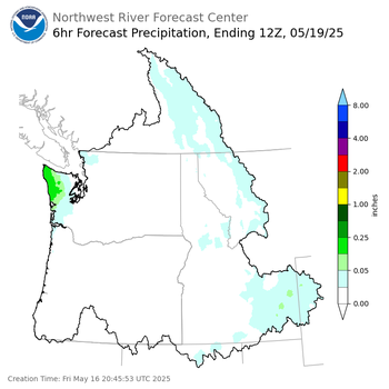 Day 3 (Sunday): 6 Hourly Precipitation Forecast  ending Monday, May 19 at 5 am PDT