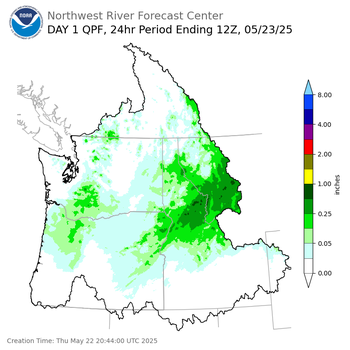Day 1 (Thursday): Precipitation Forecast ending Friday, May 23 at 5 am PDT