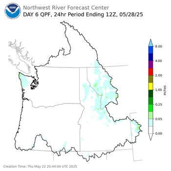 Day 6 (Tuesday): Precipitation Forecast ending Wednesday, May 28 at 5 am PDT