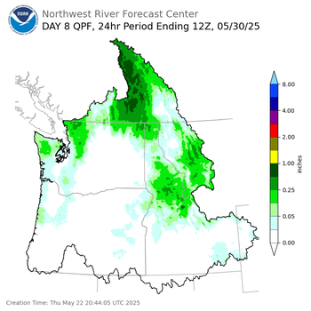 Day 8 (Thursday): Precipitation Forecast ending Friday, May 30 at 5 am PDT