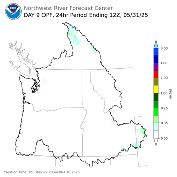 Day 9 (Friday): Precipitation Forecast ending Saturday, May 31 at 5 am PDT