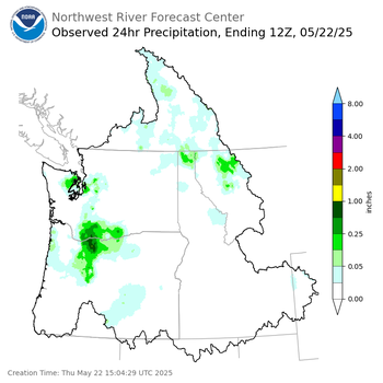 Observed Precipitation ending Thursday, May 22 at 5 am PDT