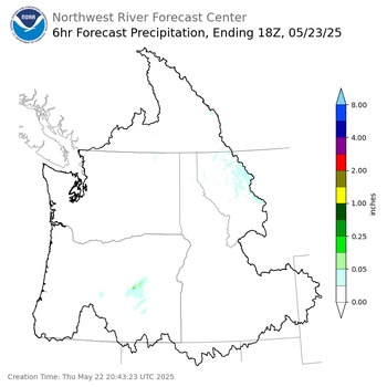 Day 2 (Friday): 6 Hourly Precipitation Forecast  ending Friday, May 23 at 11 am PDT