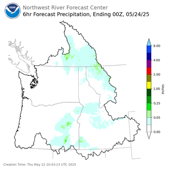Day 2 (Friday): 6 Hourly Precipitation Forecast  ending Friday, May 23 at 5 pm PDT