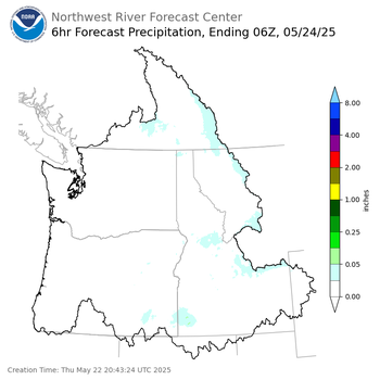 Day 2 (Friday): 6 Hourly Precipitation Forecast  ending Friday, May 23 at 11 pm PDT