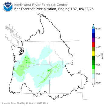 Day 1 (Thursday): 6 Hourly Precipitation Forecast ending Thursday, May 22 at 11 am PDT