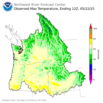 Maximum Temperatures ending Wednesday, May 21 at 9 pm PDT